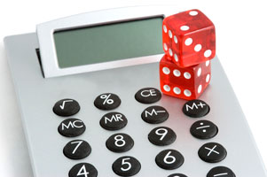 Calculator with dice